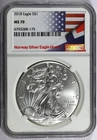 2018 NGC MS70 Norway Silver Eagle Hoard American Silver Eagle-Lot 2