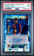2024-25 Topps Chrome UCC Future Stars Lamine Yamal Blue /150 Auto PSA 9