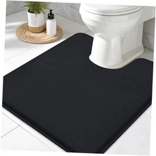  Memory Foam Toilet Rugs U-Shaped 24x24, Extra Soft 24" x 24" Contour Rug Black
