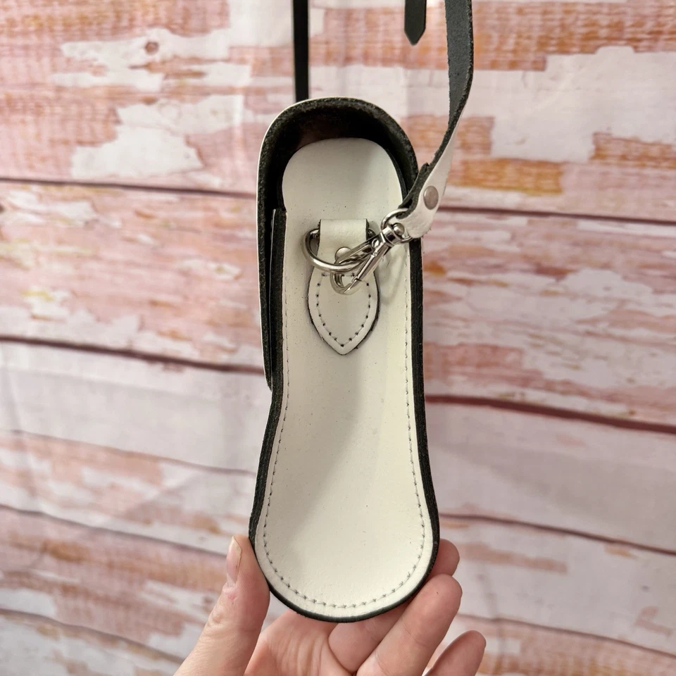 Cambridge Satchel Company Large Push Lock Crossbody Bag white Leather Preppy - Image 4 of 4