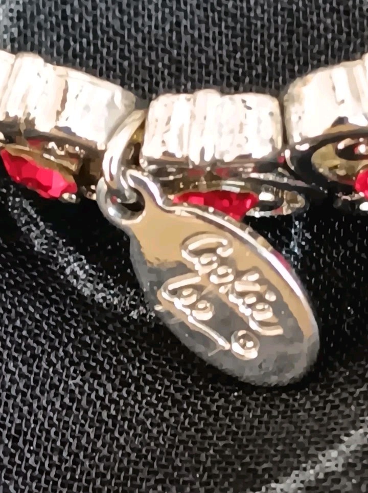 Cookie Lee Silver-tone  Scrollwork With Red Cryst… - image 4