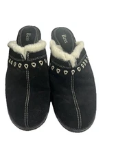 Womens Shetland G.H.Bass&CO.mules black Suede Slide Ons size 9.5 M Fast Shipping