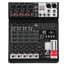 Audio Mixer 6 Channel Sound Mixer Console, Professional Music Mixing Board DJ...