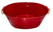 Oval Red Plastic Storage Tub Ice Bucket W Collapse  Handles 4.5”Hx11.5”Lx9.25”W