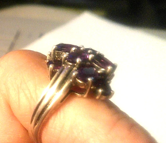 葡萄紫色紫水晶戒指套装纯银 6.5 码葡萄簇 — 第 4/4 张图片