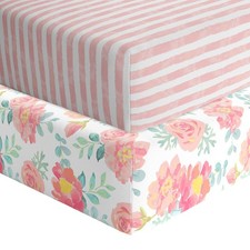   2-Pack Fitted Crib Sheets - 100 Cotton - 52 x 28 x 9 for Standard Crib and ...