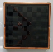 6 Game Combination Glas Chess, Checkers in Wooden Box with Drawers