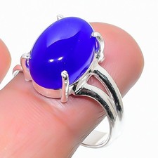 Blue Onyx Gemstone 925 Sterling Silver Jewelry All Size Ring For Gift