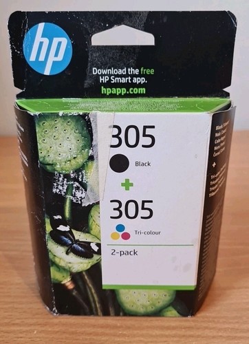 Original HP 305 Schwarz + Tri-Colour Tintenpatronen Nagelneu & Versiegelt
