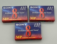 x3 Sealed Sony P6-120MPD 8mm MP Blank Video Cassettes 120 mins.