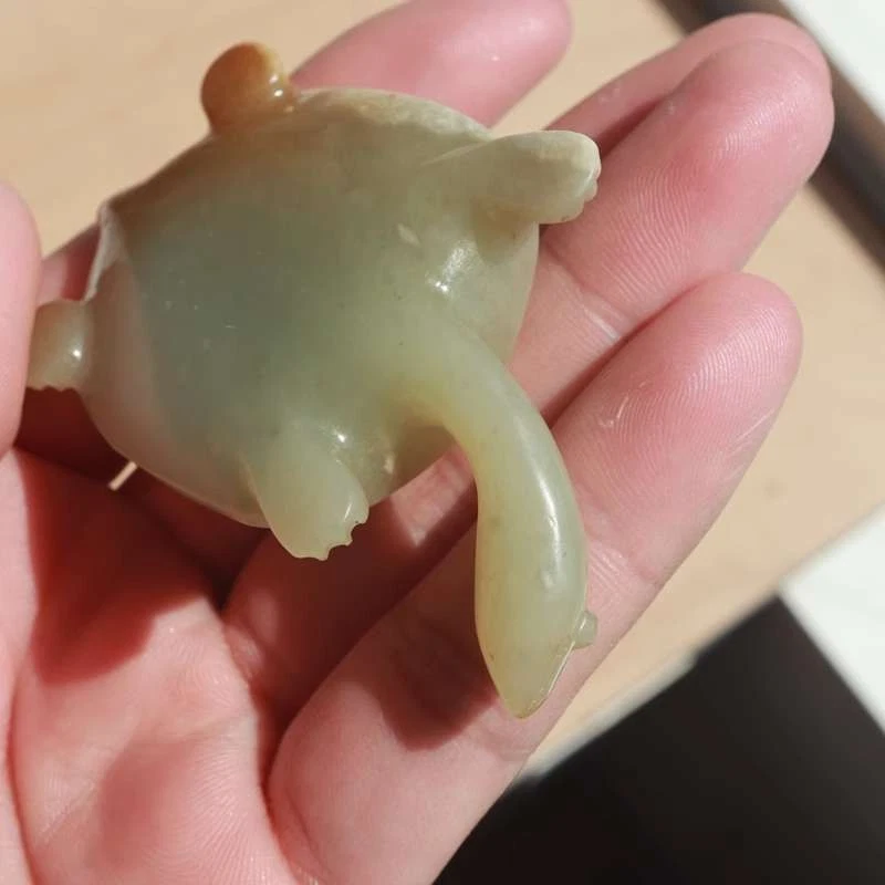 $800 Raro Antiguo/Vintage Chino ANTIGUO VERDE Y NARANJA PIEL JADE TORTUGA 68g Foto 3 de 4