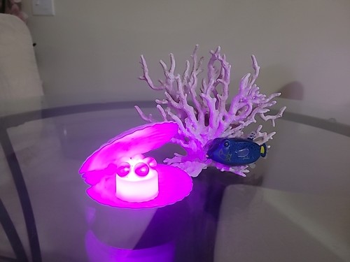 Real Sea Shells Multi Color Led W/ 5 Faux Pearl Party Table Top Decoration - Picture 3 of 9