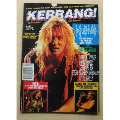 DEF LEPPARD KERRANG NO.427 MAGAZINE JANUARY 1993 - JOE ELLIOTT COVER + MORE INSI