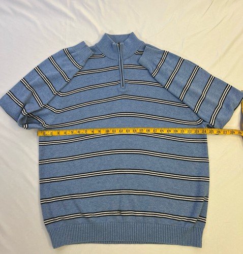 Suéter De Colección Brooks Brothers Hombres XL 1/4 Cremallera Supima Algodón Azul Rayas Preppy - Imagen 8 de 9