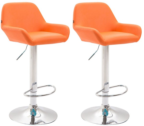 2Er Set Barhocker Braga Kunstleder Chrom Orange-image