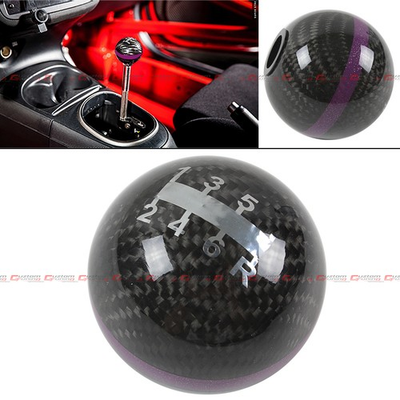 #ad M10 X 1.5 Real Carbon Fiber 6 Speed Purple Stripe Strip Gear Shift Knob Ball $16.99