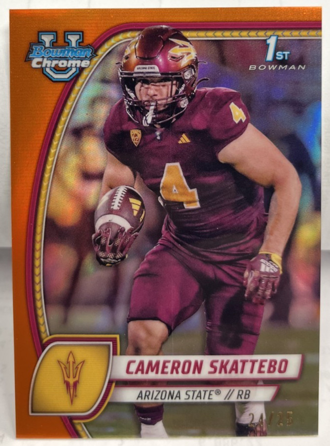 Cam Cameron Skattebo 2024 Bowman U Chrome #37 - Orange Refractor #'d 24/25