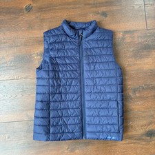Lands End Kids Puffer Vest Navy Blue Pockets Zip, Size Large 10-12
