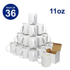 Pack of 36 White Plain Mugs Blank Coffee Cups with Protective Smash-Proof Boxes