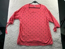 Old Navy Women's XXL Coral Pink Polka Dot Cotton Top 3/4 Sleeve