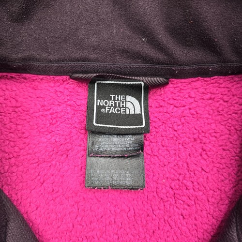 The North Face Women's Jacket Size XL Pink White Letters Spellout Fuzzy Zip - Picture 5 of 16