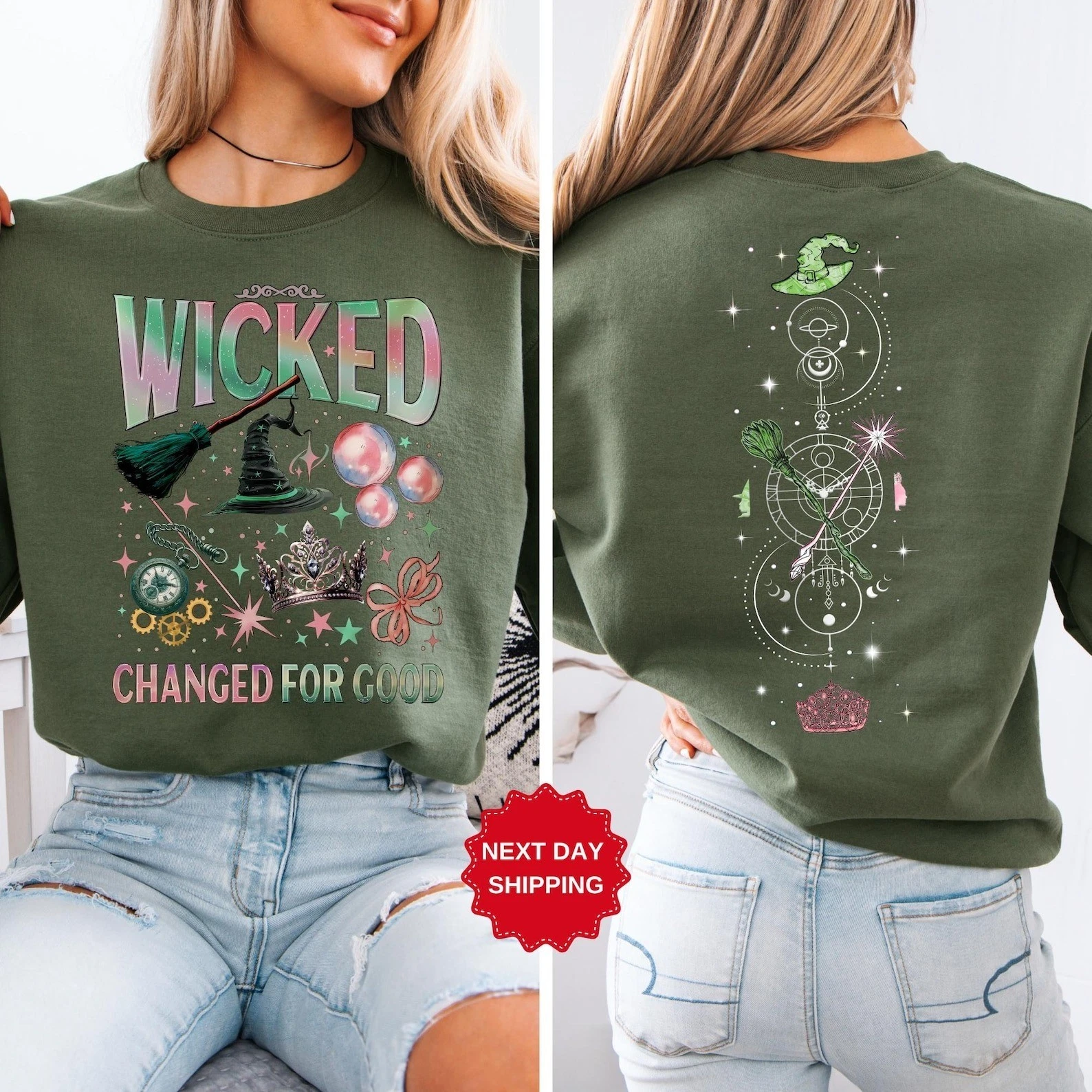 Wicked Changed For Good SweatShirt, Wicked the Musical, Broomstick Magic Wand