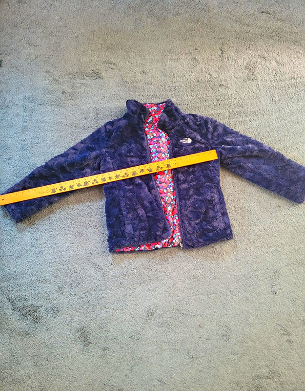 The North Face Girls L 14/16 Blue Fleece Jacket Full Zip Floral Lined