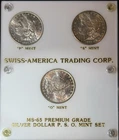 Morgan Silver Dollar 3-Coin Set Premium MS-65 PSO Mints (1883-O, 1884-P, 1881-S)