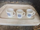 Vintage Set Of 3 "Fire-King" Currier and Ives Milk Glass Coffee Mug