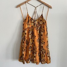 Urban Outfitters Babydoll Tiered Short XS Dress Floral Retro Fall Orange Y2K