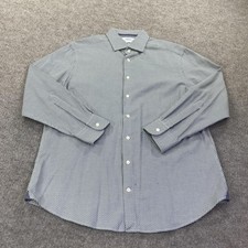 Charles Tyrwhitt Dress Shirt Mens 17 34/35 Blue Geometric Slim Fit Long Sleeve