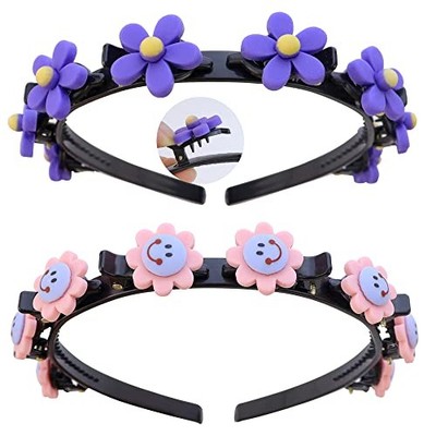 TCOTBE 2 Pack Cute Double Layer Braided Headbands with Clips Double Bangs 