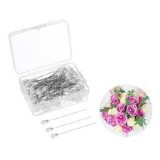 100-Pack Corsage Boutonnieres Pins, 2.2inch 5.5cm Teardrop Pearl Floral Stra...