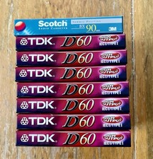 Lot of 8 NOS Audio Cassette Tapes 7 TDK-60, 1 Scotch 90