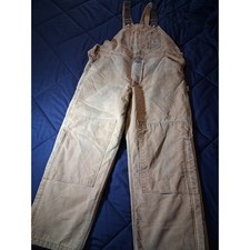 Carhartt R02 BRN Duck Bib Overalls Mens 40x30 Quilt Lined Double Knee Brown