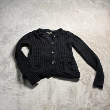 Eddie Bauer Women’s S Knit Button Cardigan Sweater Black Angora Blend Outdoor