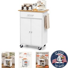 Versatile Rolling Kitchen Island with Drawer Cabinet Storage, 24.84 in Wide