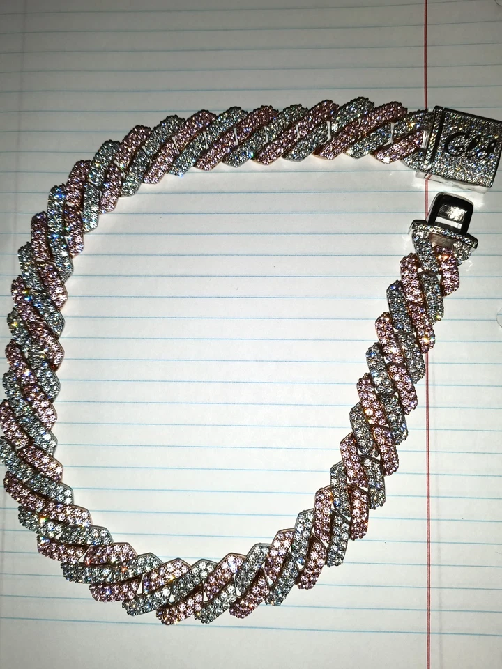 Gargantilla de eslabones de dos puntas (19 mm) enchapada en oro rosa/blanco Foto 4 de 4