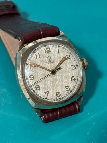 VINTAGE 9CT GOLD ROLEX TUDOR CUSHION CASE WRISTWATCH BIRMINGHAM 1954 WORKING