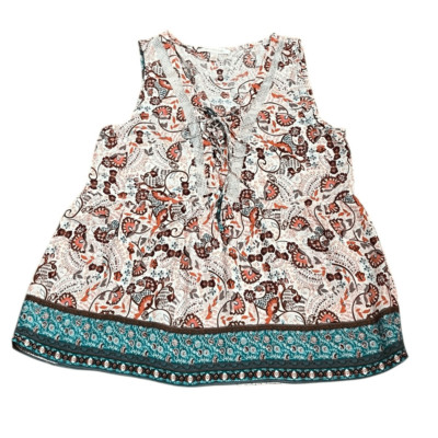 Skies Are Blue Multicolor Floral Sleeveless Top, Size XS