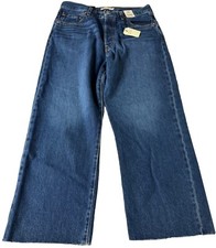 Women's LEVI'S Premium Ribcage Straight Ankle Big E Dark Blue Jeans 32 x 27 NWT