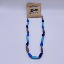 ZAD Blue Purple Bead Necklace 14”