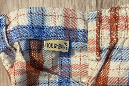 Sears Toughskins Blue, Beige & Orange Plaid Bell Bottoms Size 6 - Picture 2 of 7