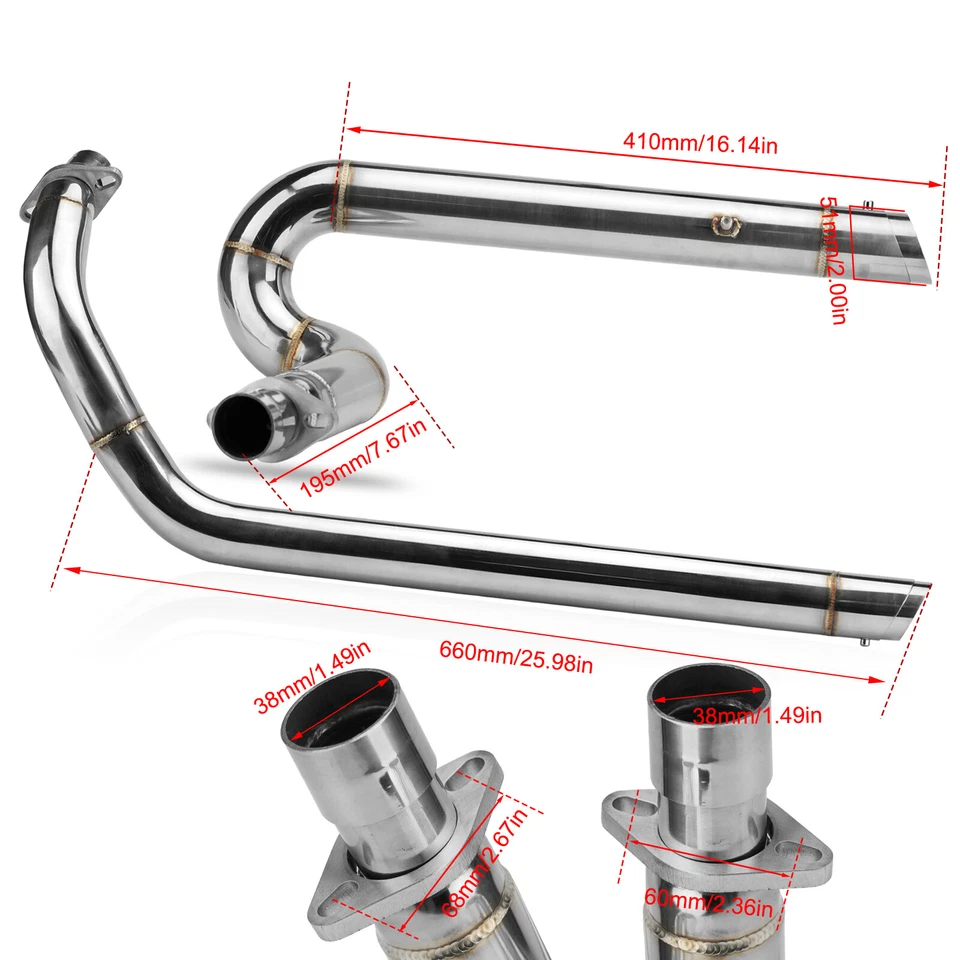 Shortshots Staggered Exhaust Pipes For Honda VT600C Shadow VLX600 VLX400 VT400 Foto 2 de 4