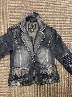 DNM 9886 Vintage Wear Denim Blazer Jacket Distressed Blue DNM 9886 Vintage Wear Denim Blazer Jacket Distressed Blue
