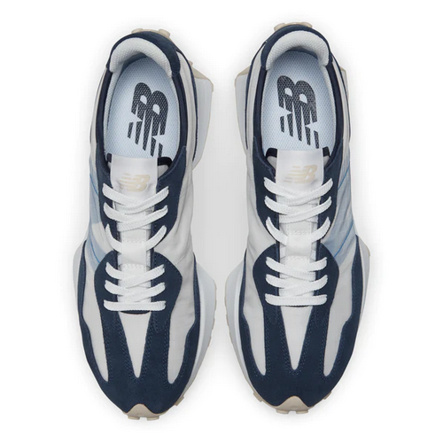 New Balance 327 White Natural Indigo Navy Men's Sneakers - Picture 4 of 8