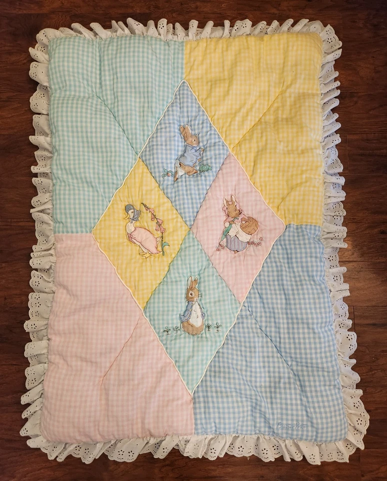 Винтажный Беатрикс Поттер Питер кролик Quiltex одеяло и изголовье имбирь пастель комплект - Изображение 2 из 4