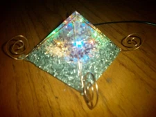 GENUINE ORGONITE Pyramid, LIGHTS UP, Rustic design w Recycled Materials & Quartz