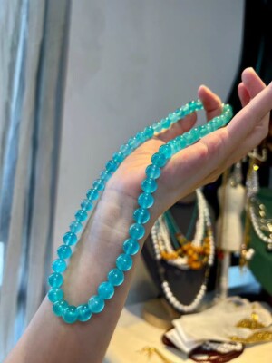 8mm Natural Amazonite Beaded Necklace and Bracelet Set, Mother's Day Gift
