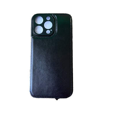 For iPhone 14 Pro Max Luxury PU Leather Snap Card Wallet Black Protector Case